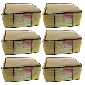 Kit 6 Caixa Organizadora Roupas Multiuso Toalha Lençóis Roupa De Cama Em TNT Dobrável 45x45x20cm