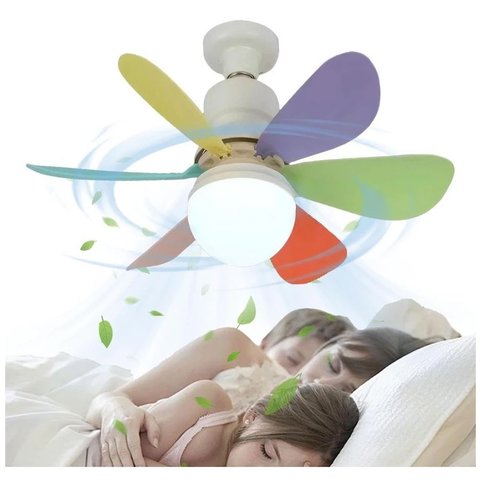 Super Ventilador de Teto com 3 Tom Luz 60w Bocal E27 C/ Controle Pás- Arco Iris
