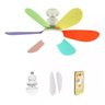 Super Ventilador de Teto com 3 Tom Luz 60w Bocal E27 C/ Controle Pás- Arco Iris - 3