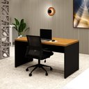 Ver imagem 1 de Escrivaninha 1,50m X 0,70m Pé Painel e Cadeira Diretor F5 Cor:freijó com Preto