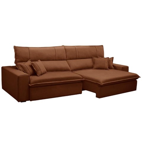 Sofá Retrátil Reclinável para Sala 3 Lugares 230cm Aisha F04 Veludo Terracota - Lyam Decor