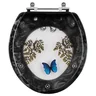 Tampa de Vaso Poliéster Decorada Borboleta Avalon Preto para louça Ideal Standard - 1
