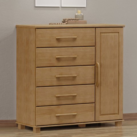 Cômoda Sapateira 5 Gavetas 1 Porta Freijó Ouro Madeira Pinus - Finestra