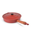 Ver imagem 2 de Frigideira Fundida Alumínio Batido Grosso com Tampa 30cm - Vermelho