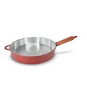 Ver imagem 3 de Frigideira Fundida Alumínio Batido Grosso com Tampa 30cm - Vermelho