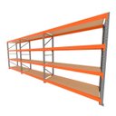 Ver imagem 1 de Mini Porta Pallet 200 Kg por Nivel Inicial +2 Continuação com 4 Niveis Laranja com Mdf Cru
