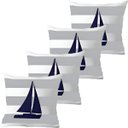 Ver imagem 1 de Kit 4 Capas de Almofadas Barco À Vela Navegação Marítima