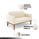 Ver imagem 3 de Poltrona Namoradeira Decorativa Isabella Pés Fixo em Madeira Castanho Veludo Bege G19 - Gran Belo