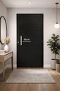 Ver imagem 2 de Porta de Giro Alumínio Preto Lambril c/Puxador 40cm Maxx - 210x70 - Direita