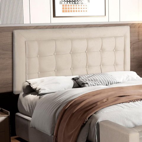 Painel Cabeceira Estofada para Cama Casal 160 cm Bege Bege