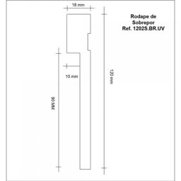Rodapé de MDF Ultra 12cm x 18mm x 2,40m Barra de Sobrepor com Friso Resistente a Umidade Moldufama 1202 - 3