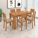 Ver imagem 1 de Conjunto Sala de Jantar Mesa Easy Line com 6 Cadeiras Linho Amêndoa
