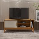 Ver imagem 2 de Rack para Tv até 55 Polegadas 1 Porta com Puxador em Madeira Maciça Nero 136cm Retrô