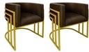 Ver imagem 1 de Kit 02 Cadeiras Poltrona Luxo Base de Metal Tripla Dourado Sala de Jantar Cozinha Recepção Veludo Ma