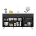 Ver imagem 3 de Balcão Cozinha Gabinete Pia 150Cm 3 Portas Preto/branco