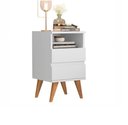 Ver imagem 4 de Kit Mesa de cabeceira 2 Gavetas - Pop - Com cabeceira queen 1,60 Areia - Branco