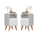 Ver imagem 1 de Kit Mesa de cabeceira 2 Gavetas - Pop - Com cabeceira queen 1,60 Areia - Branco