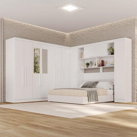 Guarda-roupa de Canto com Espelho Modulado 11 Portas 2 Gavetas Brasil