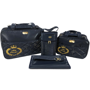 Bolsa maternidade bebê kit 4 peças trocador azul impermeável