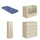Ver imagem 2 de Conjunto Quarto de Bebê Completo Berço com Colchão Guarda-Roupas Cômoda