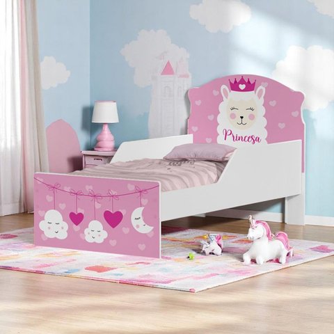 Mini Cama Infantil 153,2x79cm com Proteção Lateral Personagens Lhama K02 - D’Rossi