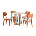 Ver imagem 2 de Conjunto Mesa Áustria com 4 Cadeiras Madeira Maciça, Multilaminada e Estofada Letícia Yescasa Off Wh