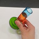 Ver imagem 4 de Castiçal Decorativo de Cristal Color 11x7x7cm Porta Vela Mesa Jantar Decoração