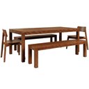 Ver imagem 1 de Mesa Madeira 180cm 2 Bancos e 2 Cadeiras Floris Castanho F07 - Mpozenato