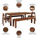 Ver imagem 3 de Mesa Madeira 180cm 2 Bancos e 2 Cadeiras Floris Castanho F07 - Mpozenato