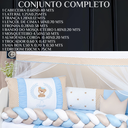 Ver imagem 7 de Kit Berço Trança Ursinho Marinho Menino 11 Peças com Saia:azul