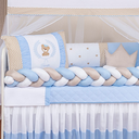 Ver imagem 2 de Kit Berço Trança Ursinho Marinho Menino 11 Peças com Saia:azul