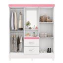 Ver imagem 3 de Guarda Roupa Casal Ravenna 4 Portas 2 Gavetas MDP Branco-Rosa Demóbile