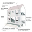 Ver imagem 4 de Treliche Casinha Bela com Coração 4 Janelas Venezianas - Madeira Maciça Branco/rosa/verde Housin