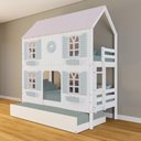 Ver imagem 1 de Treliche Casinha Bela com Coração 4 Janelas Venezianas - Madeira Maciça Branco/rosa/verde Housin