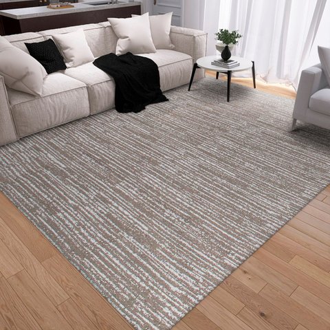 Tapete Sala Quarto Grande Mesclado 2,00 X 3,00m Antiderrapante Minimalista Marrom Cru Rústico