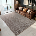 Ver imagem 2 de Tapete Sala Quarto Grande Mesclado 2,00 X 3,00m Antiderrapante Minimalista Marrom Cru Rústico