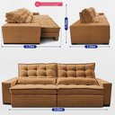 Ver imagem 4 de Sofá Retrátil e Reclinável 2,52m Molas Ensacadas Belle Boucle Caramelo Cama Inbox
