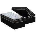 Ver imagem 1 de Cama Box Baú Solteiro: Colchão Molas Ensacadas Ortobom Superpocket Elegant + Base Crc Suede Black(