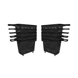 Kit - 10 Cestos Grande com Rodízio D300 Cód. 3300 Preto - Della Plast - 1