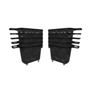 Kit - 10 Cestos Grande com Rodízio D300 Cód. 3300 Preto - Della Plast