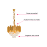 Luminária Pendente Lustre Luxuoso Dourado e Cristais Vana Sindora Inl102 - 9