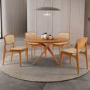 Ver imagem 1 de Conjunto de Jantar Ballare 4 Lugares Tampo MDF Cadeiras Malta Imbuia 135cm Moderna