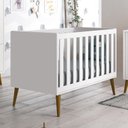 Ver imagem 2 de Berço Mini Cama Theo Retrô Branco Fosco com Pés Amadeirado e Colchão D18 - Reller Móveis