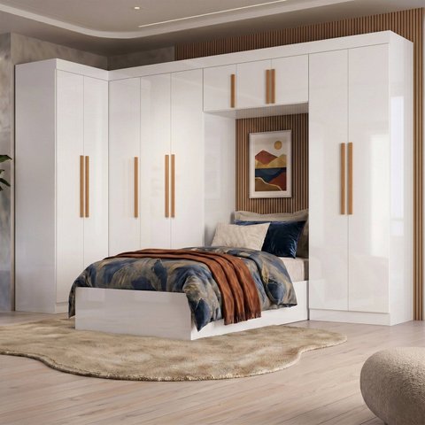 Guarda Roupa Modulado de Canto 10 Portas Branco