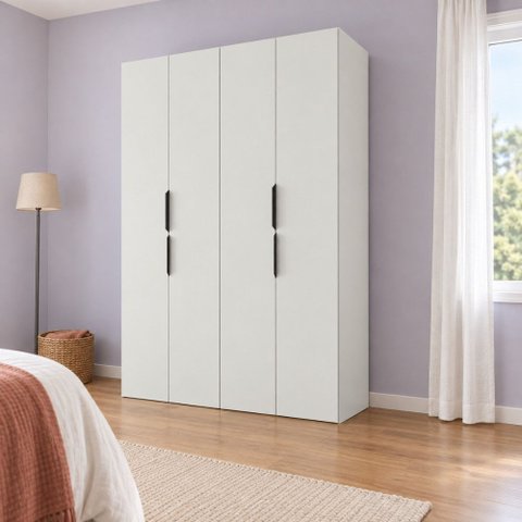 Guarda Roupa Casal Modulado Versa em MDF 4 Portas com 6 Gavetas 2 Cabideiros 2 Prateleiras