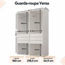 Ver imagem 3 de Guarda Roupa Casal Modulado Versa em MDF 4 Portas com 6 Gavetas 2 Cabideiros 2 Prateleiras