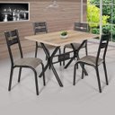 Ver imagem 1 de Conjunto de Mesa com 4 Cadeiras Luna Bege/Craqueado Preto/Junco Manteiga