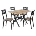 Ver imagem 3 de Conjunto de Mesa com 4 Cadeiras Luna Bege/Craqueado Preto/Junco Manteiga