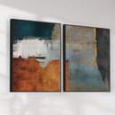Ver imagem 3 de Quadro Decorativo Abstrato Laranja e Preto Kit 2 Quadros