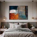 Ver imagem 2 de Quadro Decorativo Abstrato Laranja e Preto Kit 2 Quadros